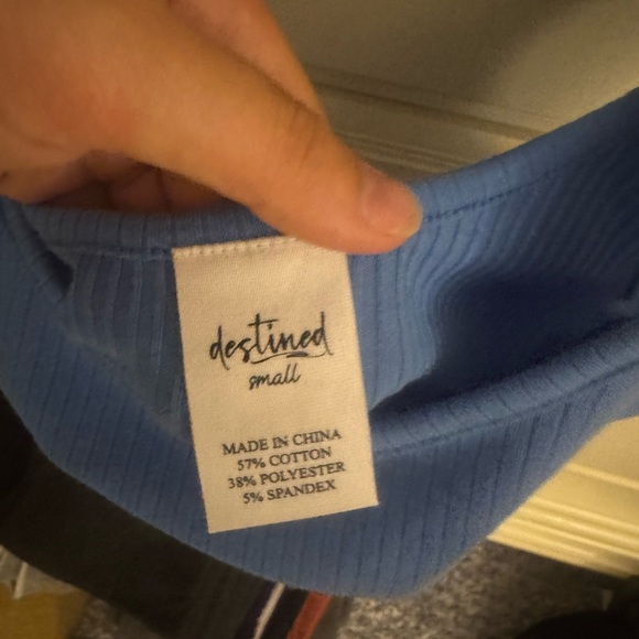 Blue Ribbed Tank Top - Picture 3 of 3